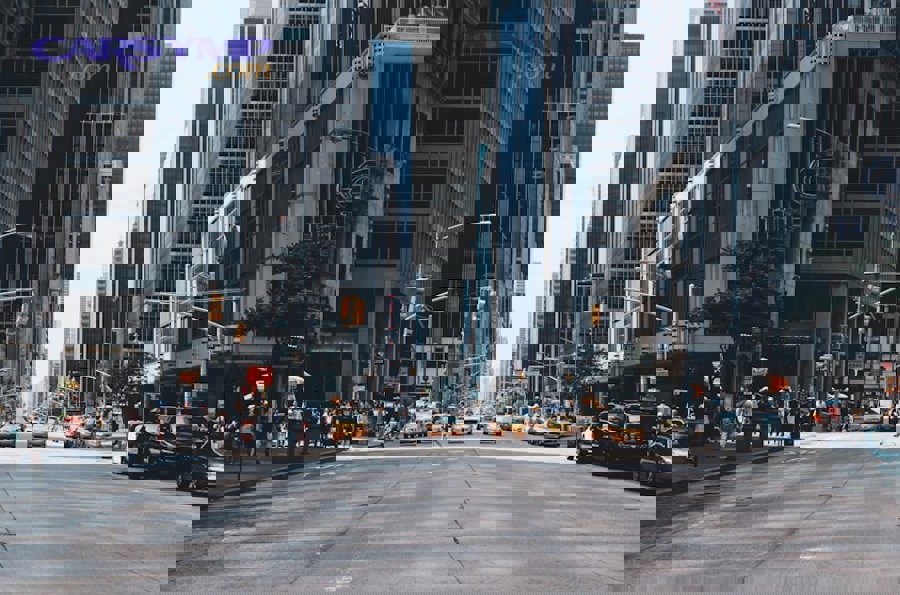 Car pulled over safely on roadside with hazard lights on before tyre repair