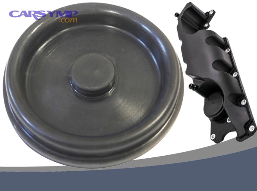 Driver inspecting a car engine for oil leak symptoms