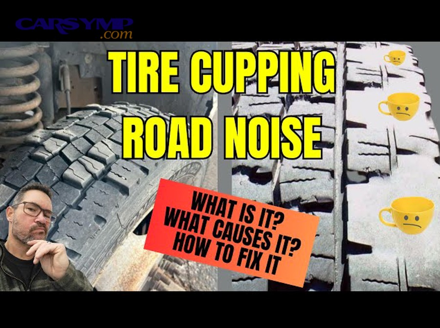 Tire cupping scalloped tread wear pattern on a passenger car tire