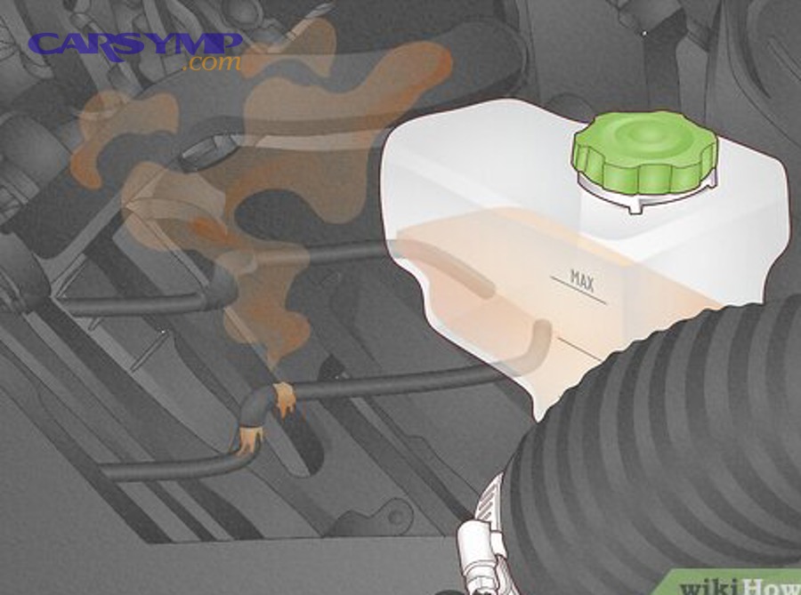 Plastic thermostat housing showing stress cracks around bolt holes and mounting points