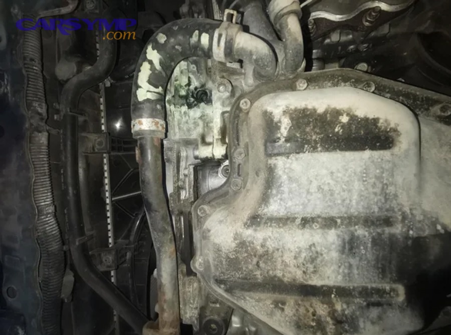 Thermostat and cooling system components that can mimic a water pump leak